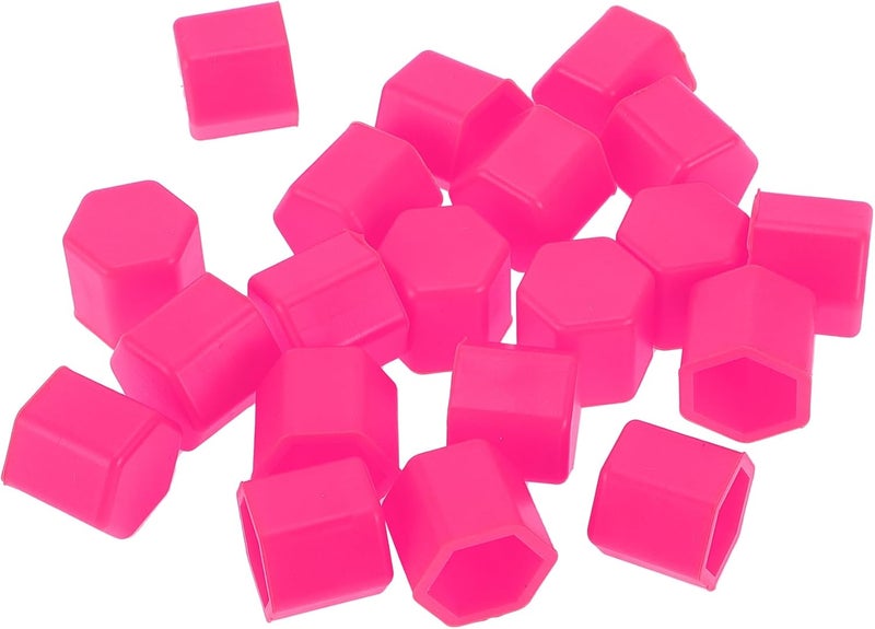 Partuto 20 Pcs Wheel Lug Nut Bolt Rims Tire Nut Screws Dust Cap Cover Nut Protection Silicone Fluorescent Pink 2.2x17x20mm - Image 1